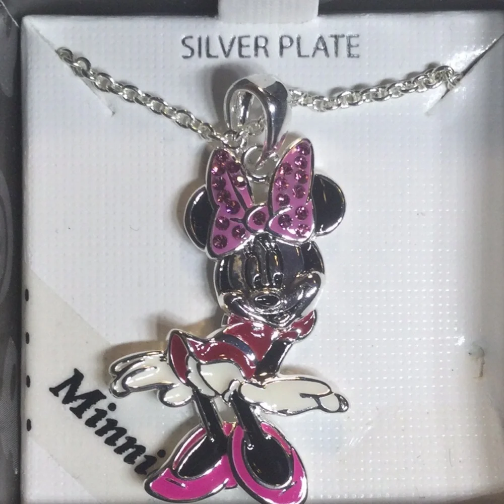 Minnie Mouse Silver Plated Pendant & Necklace